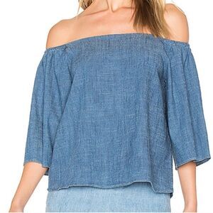 Alice + Olivia chambray off shoulder blouse‎